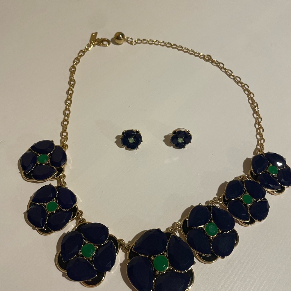 Kate Spade Navy and Green Earring and Necklace Set - Picture 2 of 8